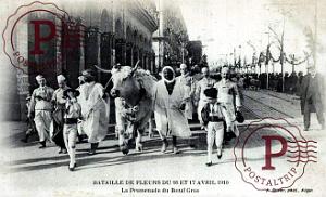 ALGER - BATAILLE DE FLEURS - PROMENADE DES BOEUFS GRAS - AVRIL 1910